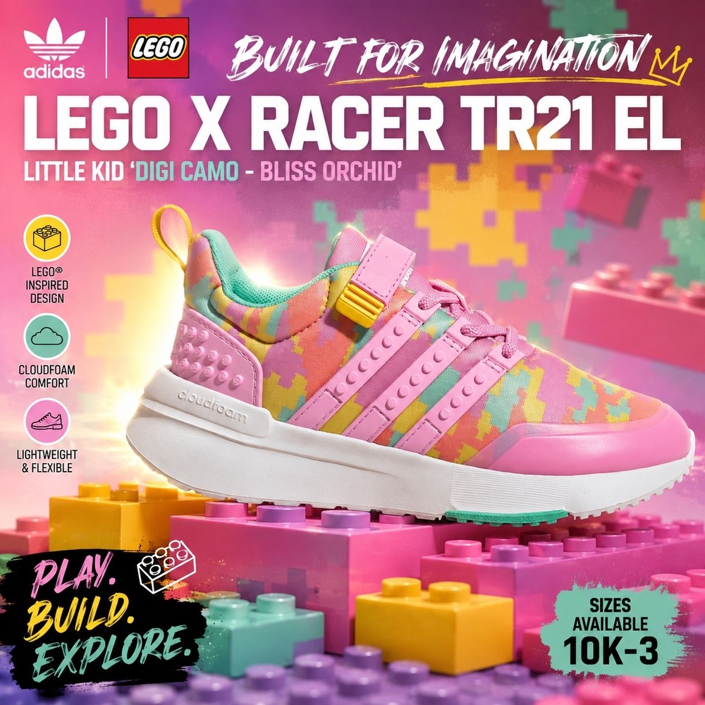 adidas‎ Originals  x LEGO® Racer TR21 Elastic Lace and Top Strap Shoes 6.5 Youth